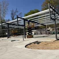 Steel frame fabrication work in progress